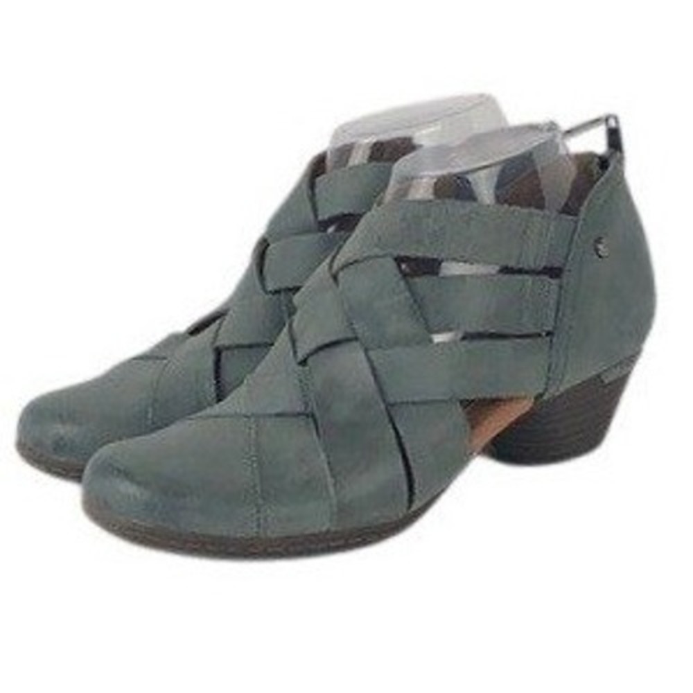 COBB HILL Leather Woven Cage Ankle Booties Sz 8.5 M Blue Strappy Style CI6229